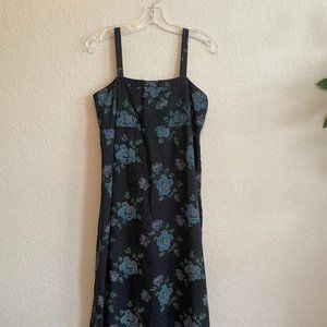 1990s Black Floral Column Dress - Perfect to Layer with a Baby Tee!